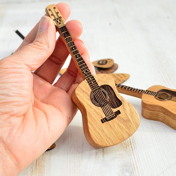Houten Gitaar-Pick-Doos met Standaard