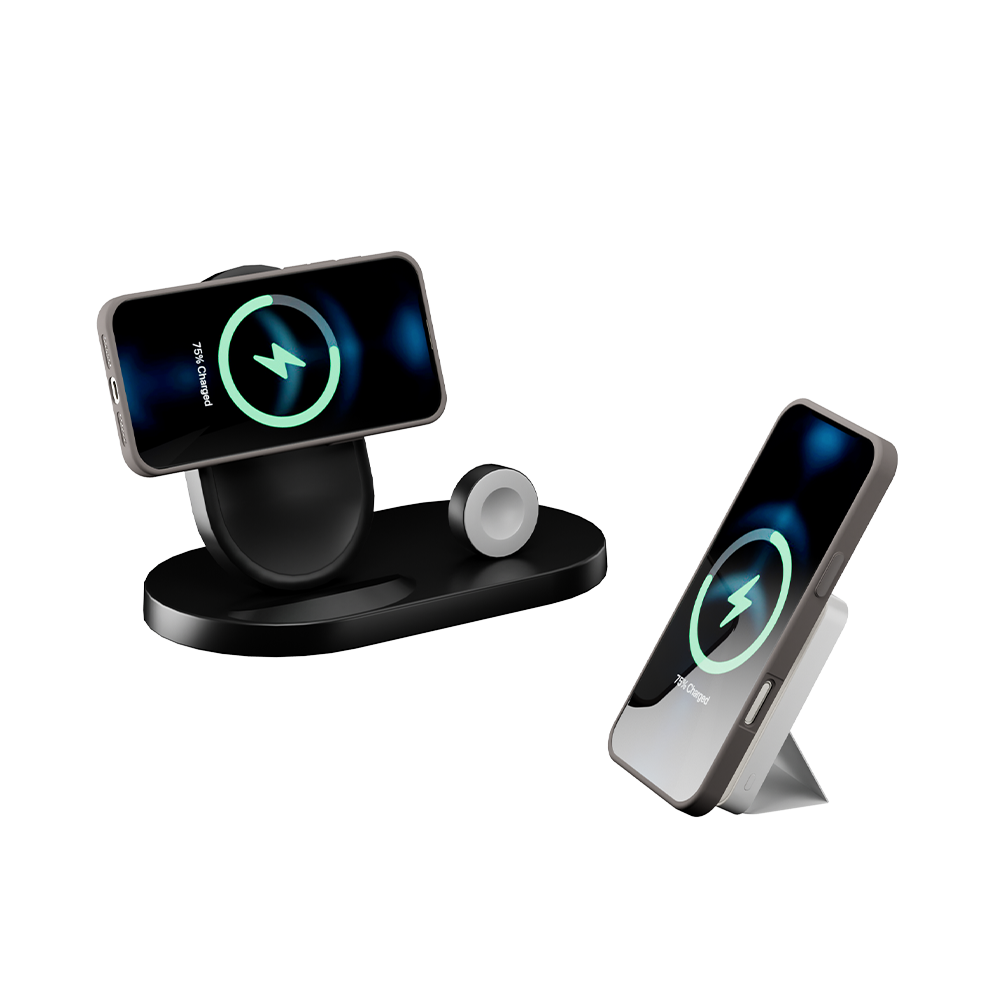 LuxuraGrip Tri-Fold MagSafe Stand | Elegante 3-in-1 telefoonring, standaard en grip voor ultiem gemak