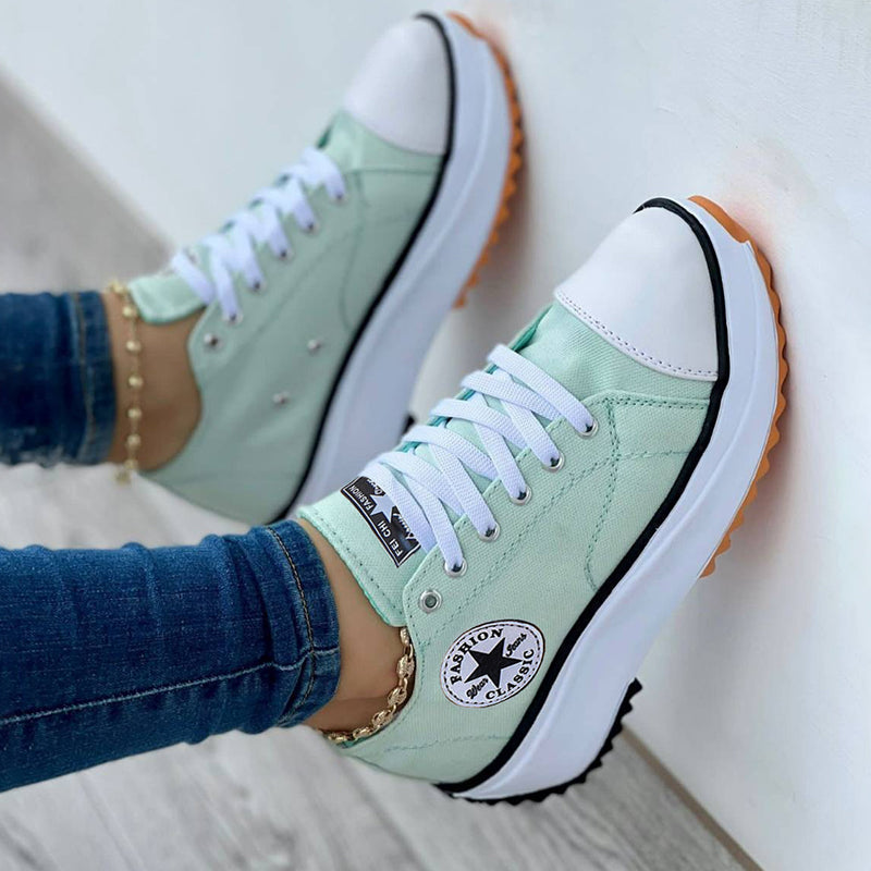 Drune Sneaker Dames dikke Zool Vetersluiting