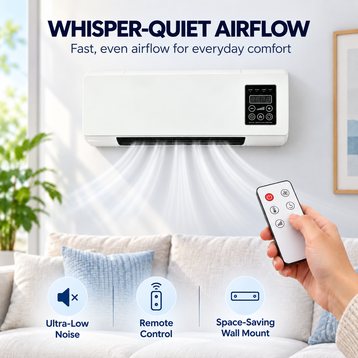 Wandairco & Verwarming 2-in-1 – Wandgemonteerde Airconditioner met Afstandsbediening