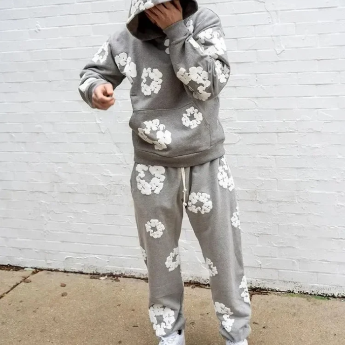 Ensemble Caleb met Hoodie en Wijde Bloemenbroek