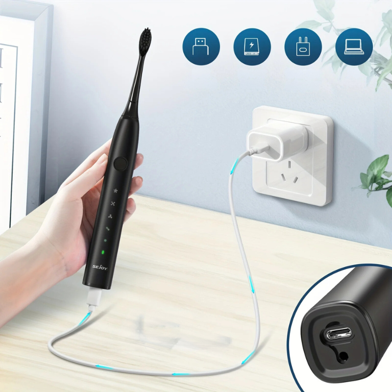 GlowSmile Sonic Tandenborstel – Oplaadbaar met 5 Modi en 8 Borstels