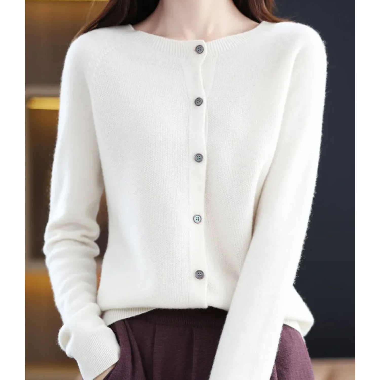 Drune Dames Ronde Hals Cardigan Trui