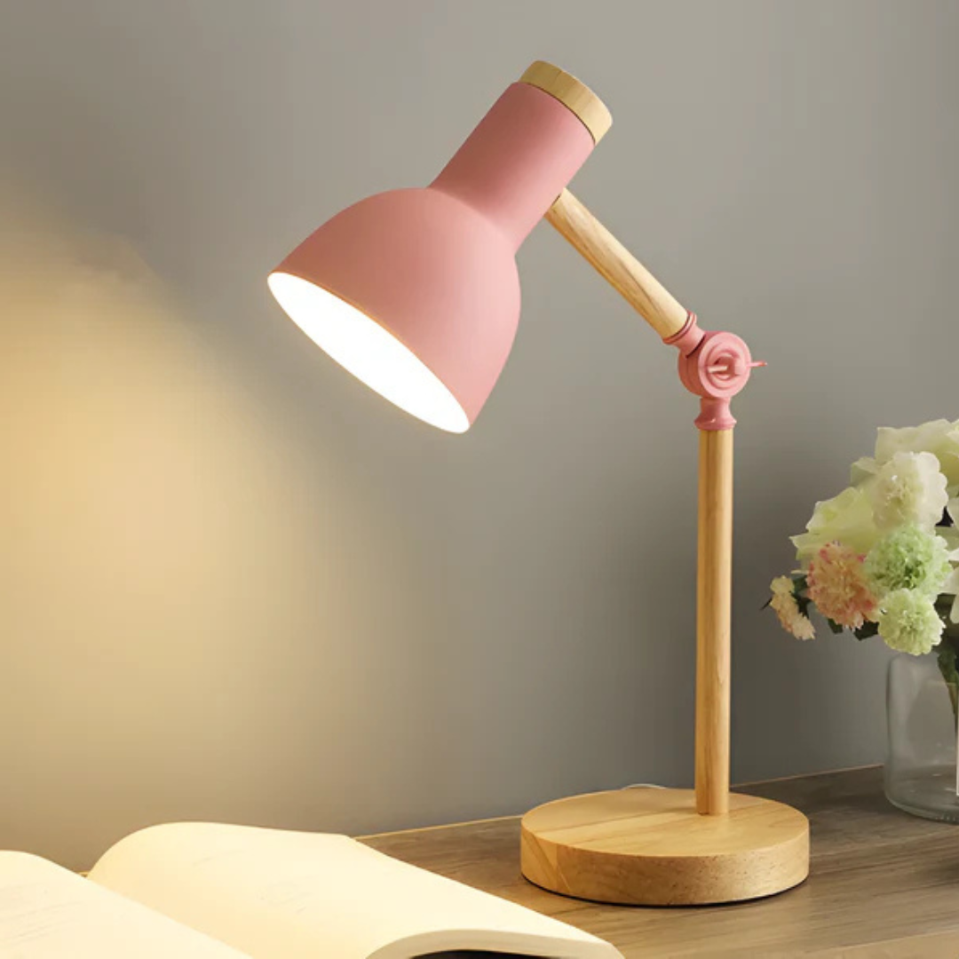 Moderne verstelbare LED-tafellamp van hout en metaal 1-licht