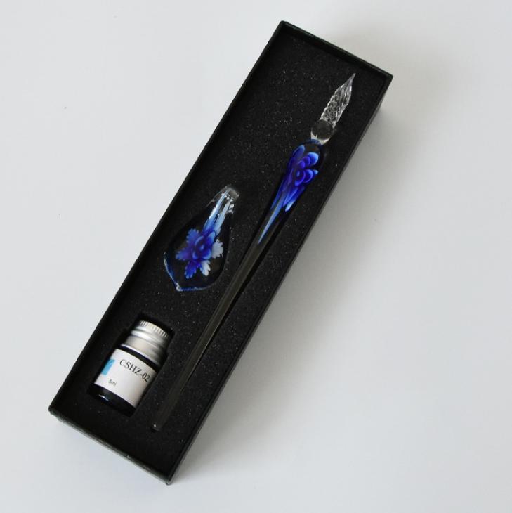 Glas Kalligrafie Stiftset met Inkt en Stift Houder