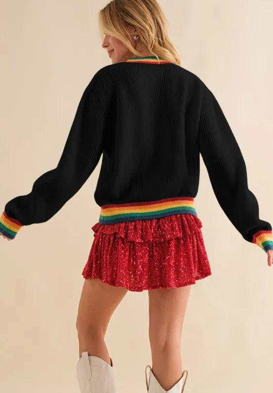 Vrolijke & Heldere Regenboogrand Kersttrui