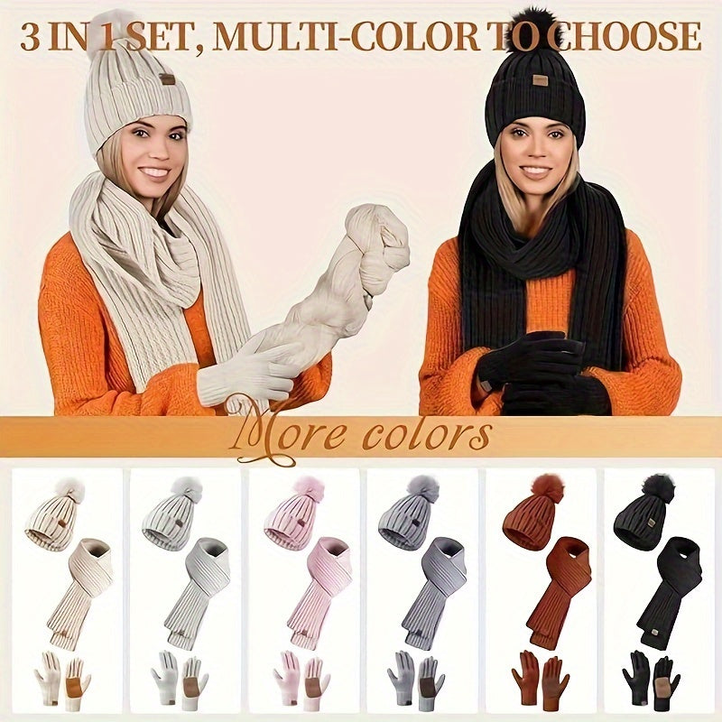 WinterWarm 3-in-1 Set – Muts, Sjaal en Touchscreen-Handsch gloves