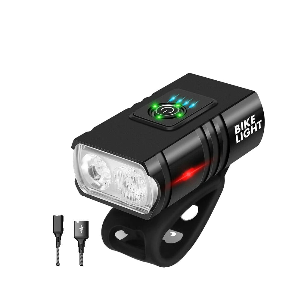 USB Oplaadbare Fietsverlichtingsset - 1500 Lumen LED Koplamp en Achterlicht met 6 Modi voor Veilig Nachtfietsen