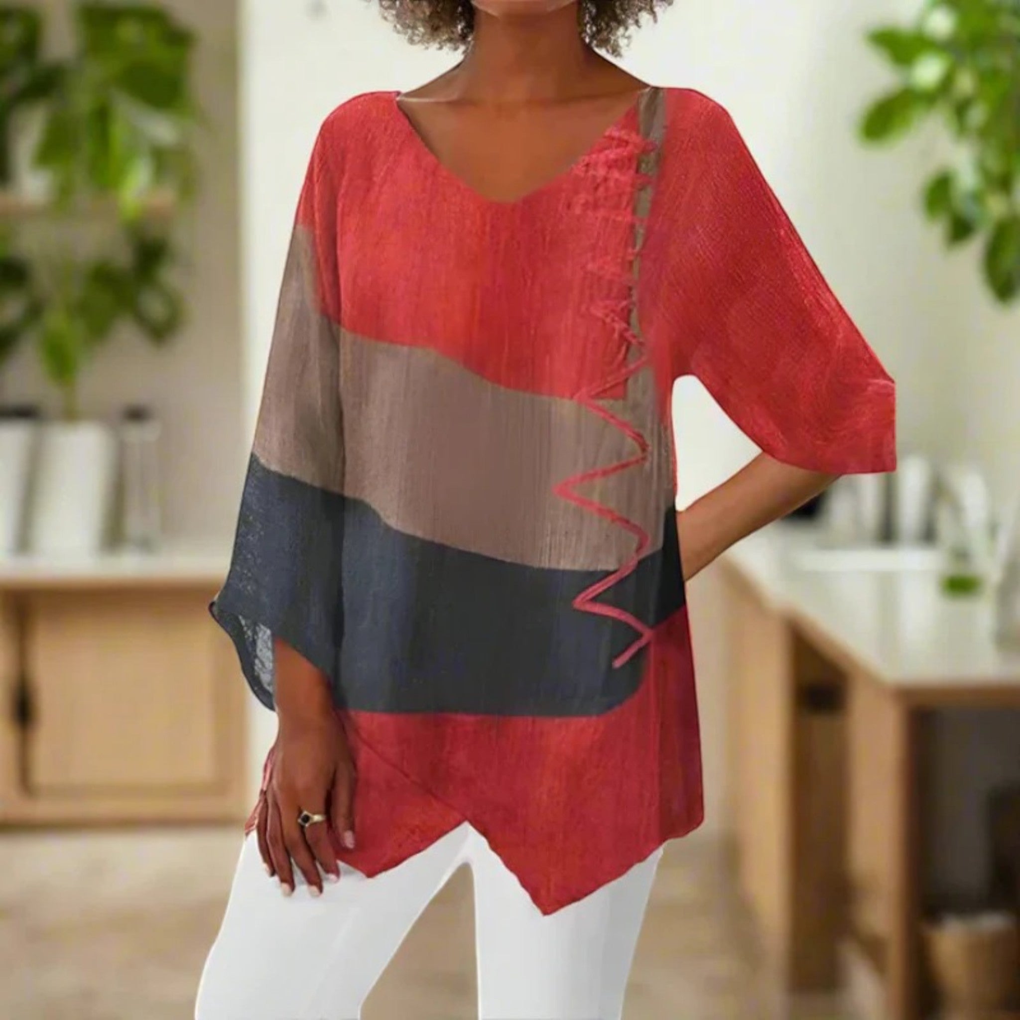 Casual Blouse Met V-hals | Lange Mouwen