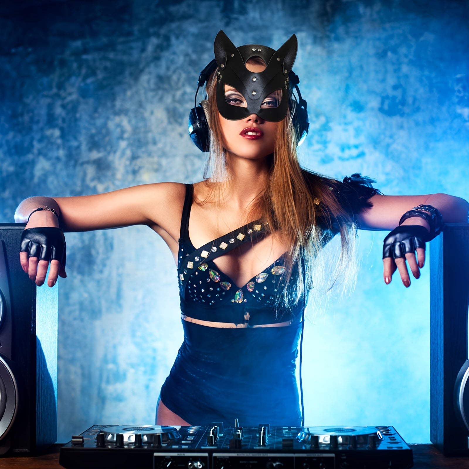 Dames Faux Leren Halloween Kostuumaccessoires | Kat Masker Handschoenen