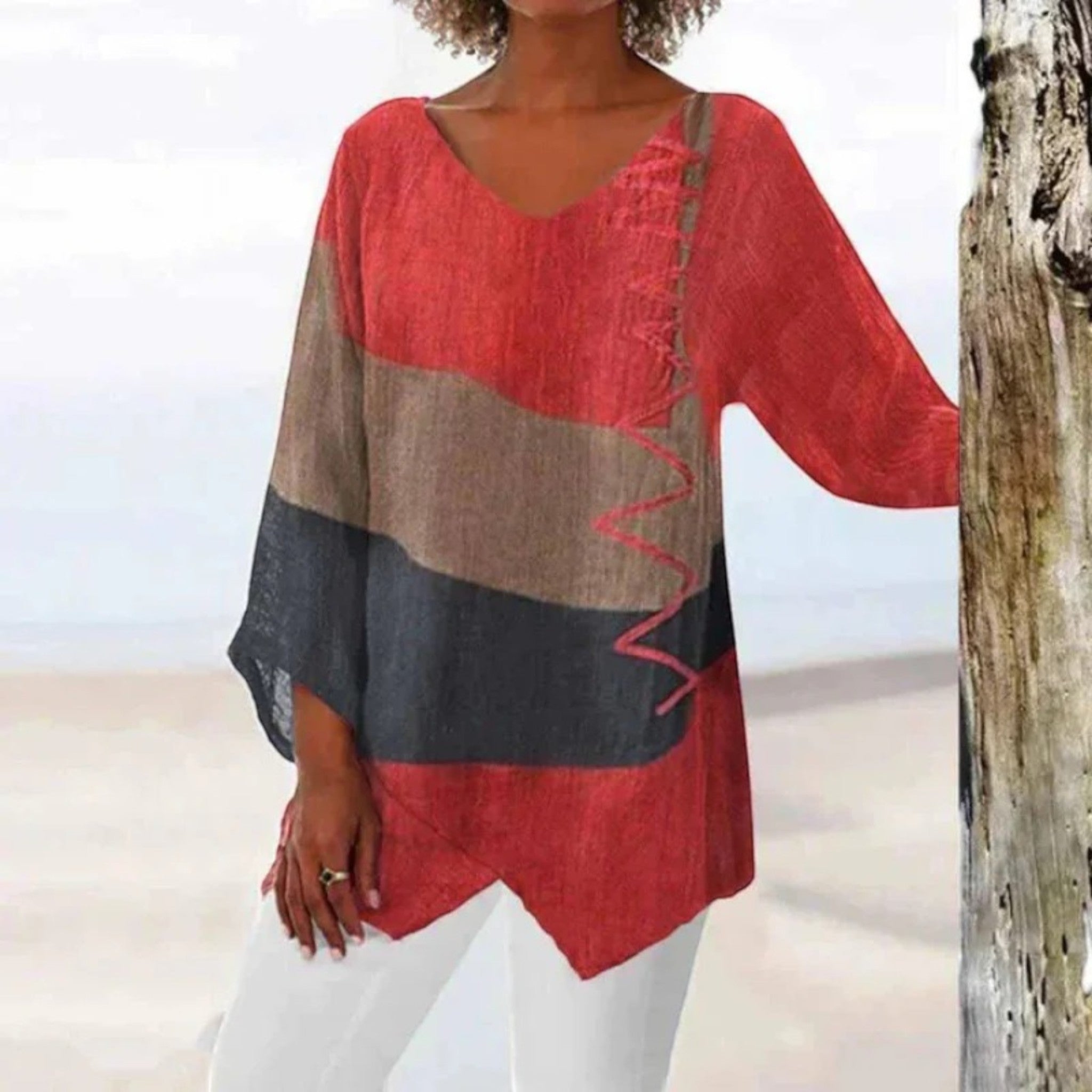 Casual Blouse Met V-hals | Lange Mouwen