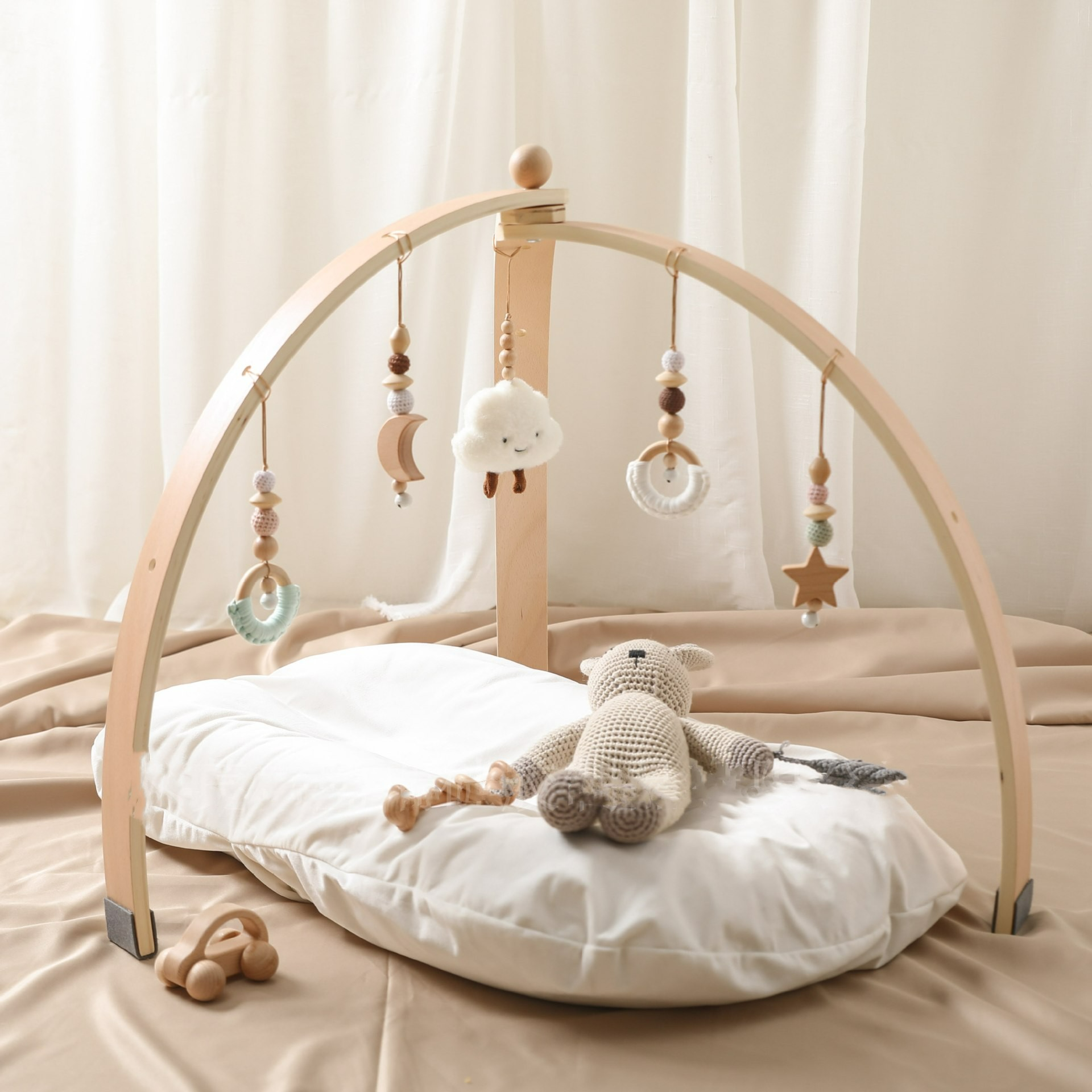 Houten Baby Activiteitenboog met Hangspeelgoed voor Baby
