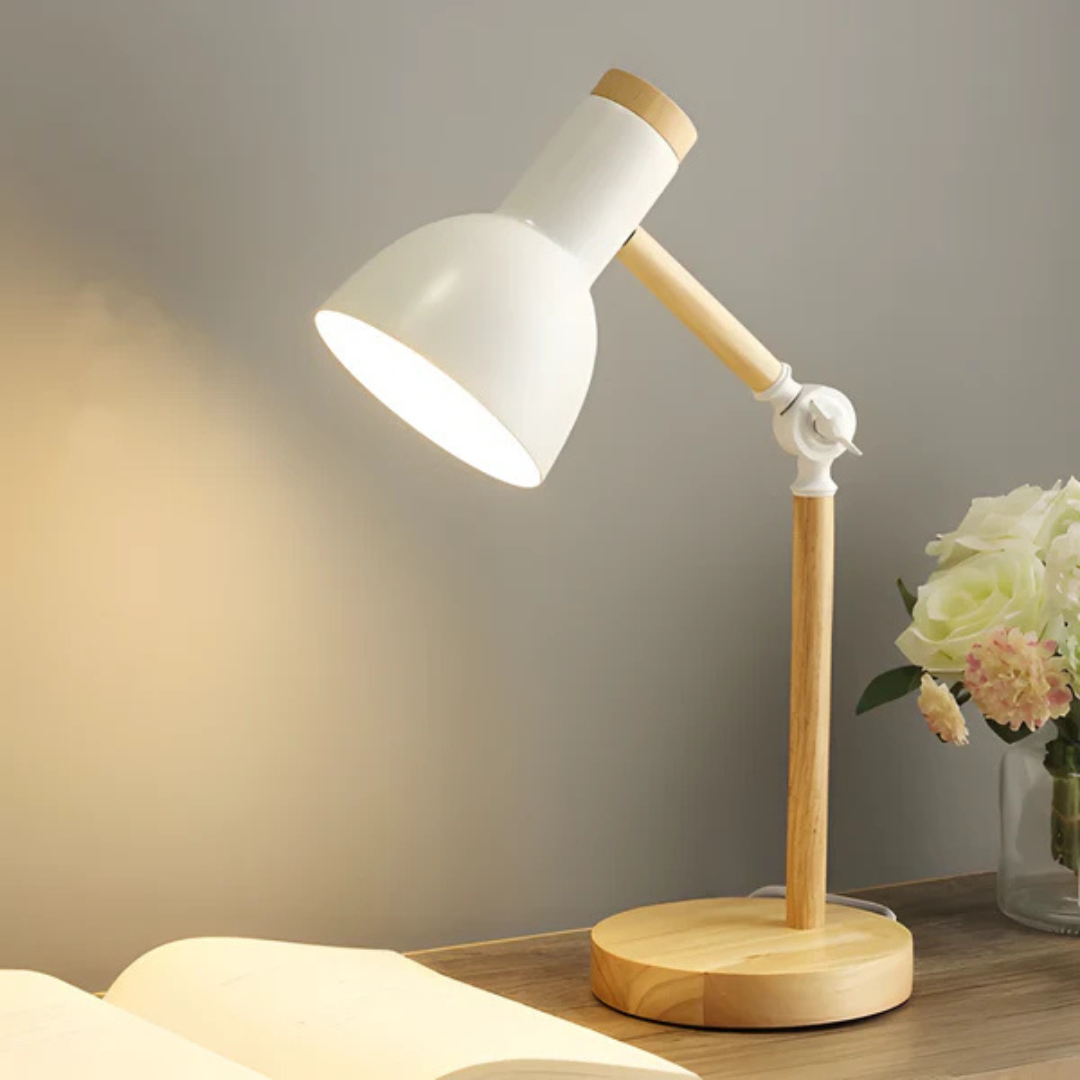Moderne verstelbare LED-tafellamp van hout en metaal 1-licht