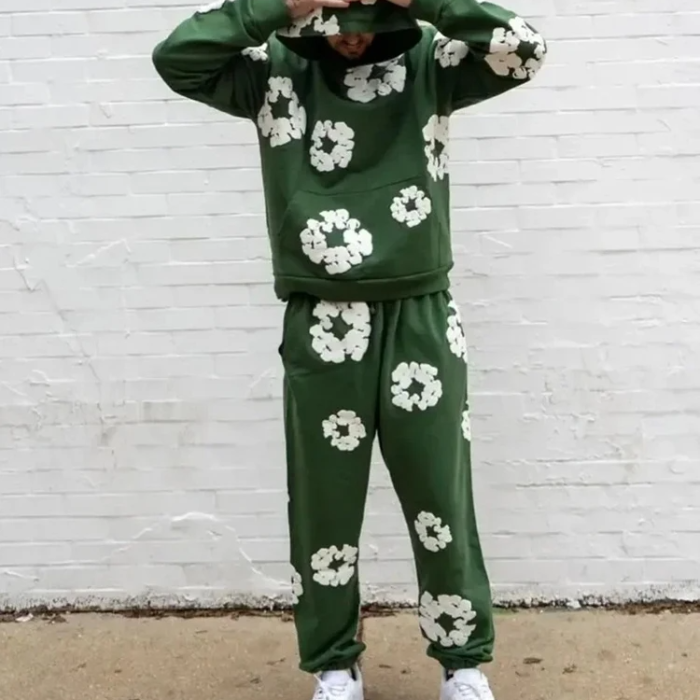 Ensemble Caleb met Hoodie en Wijde Bloemenbroek