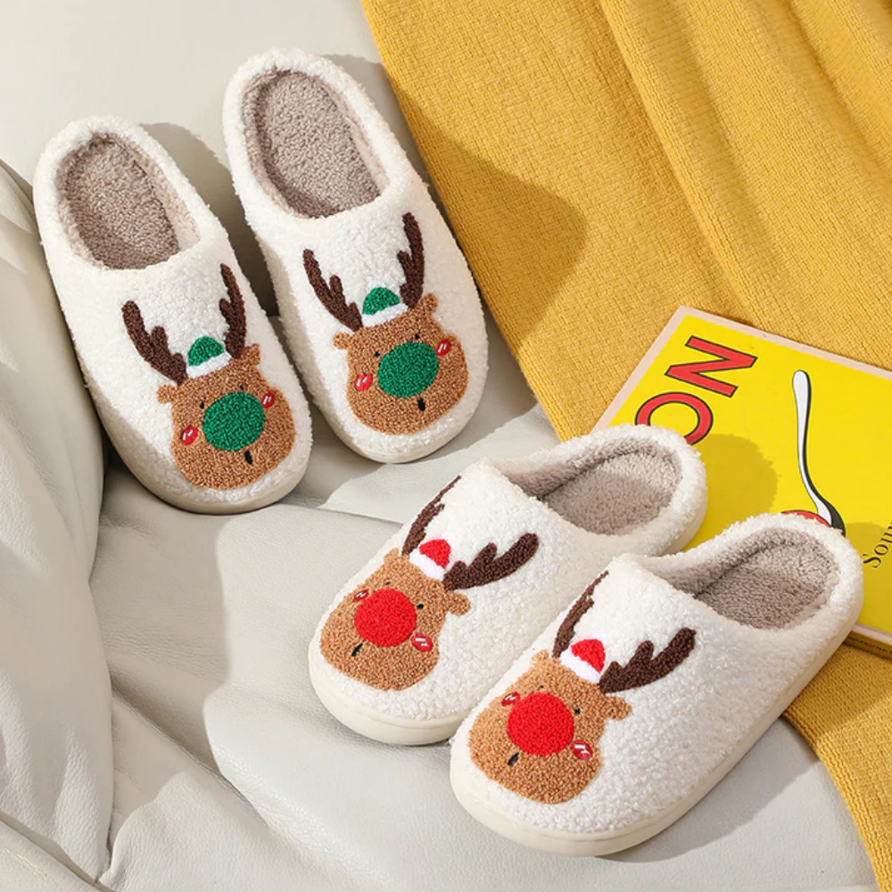 ReindeerSoft Kerstslippers – Warme rendier-slippers met antislipzool voor dames en heren