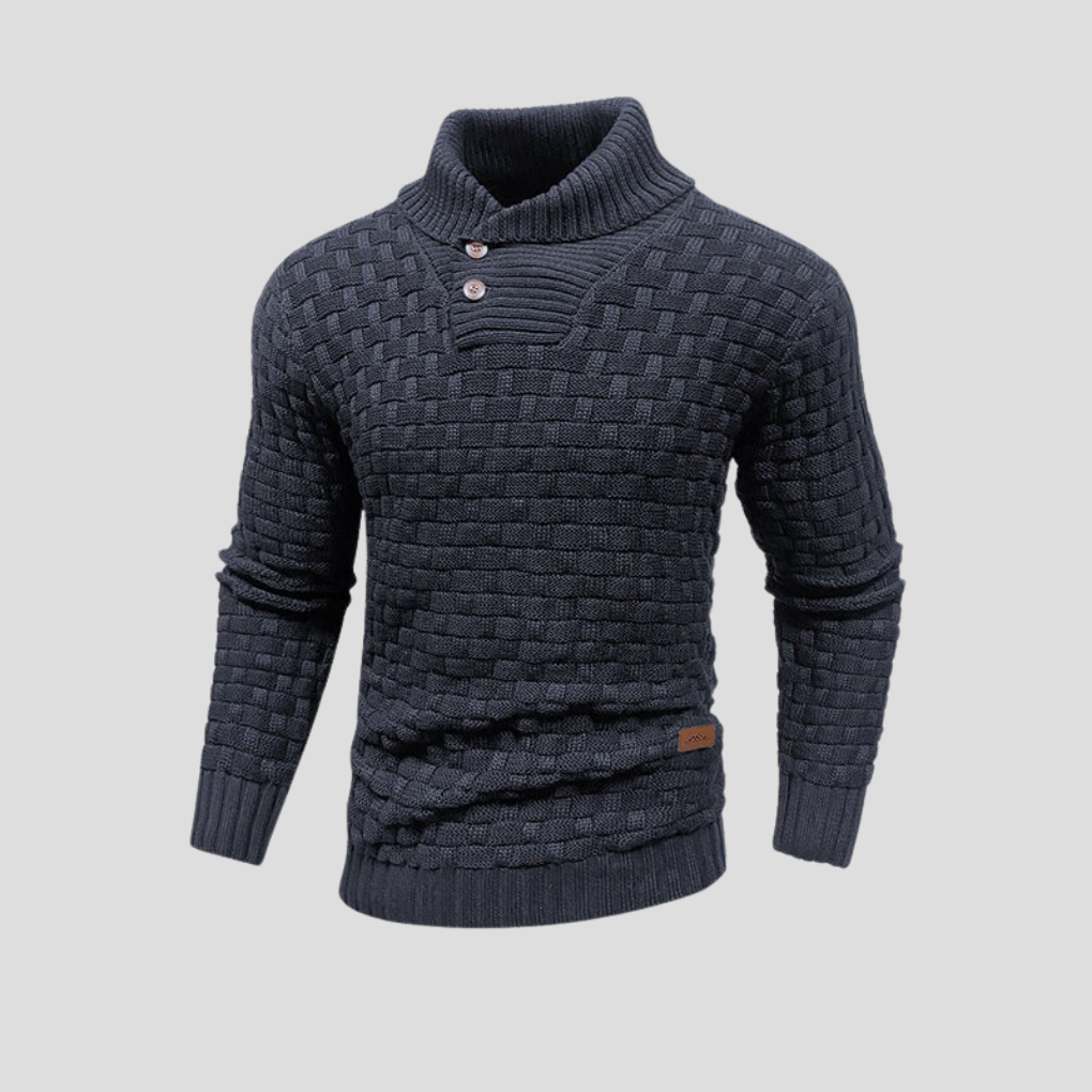 KnitForm Herenpullover – Gebreide pullover met halve kraag en knoopsluiting in klassieke pasvorm