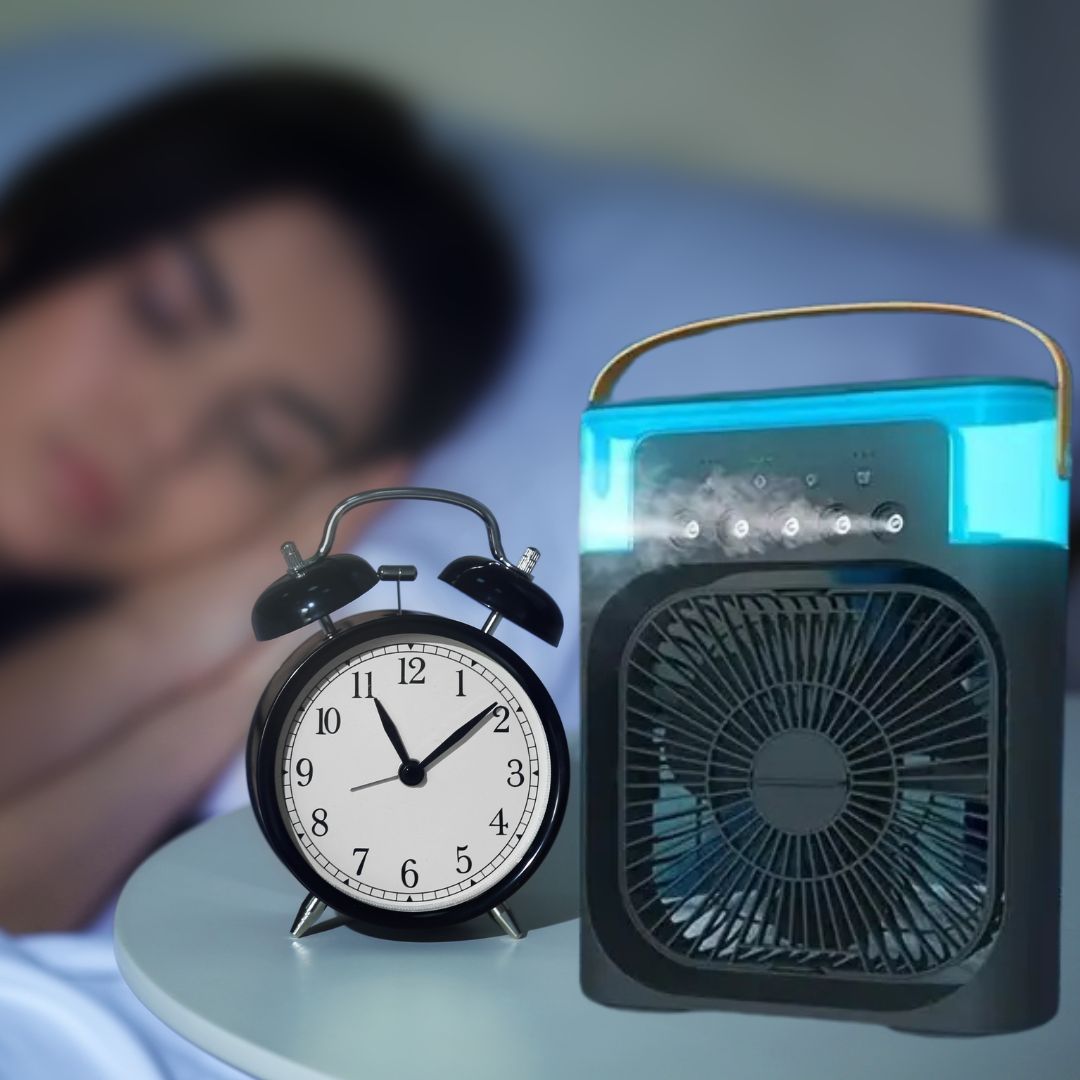 3-in-1 Luchtkoeler, Luchtbevochtiger & Luchtzuiveraar – Draagbare airconditioning voor binnengebruik met LED-verlichting