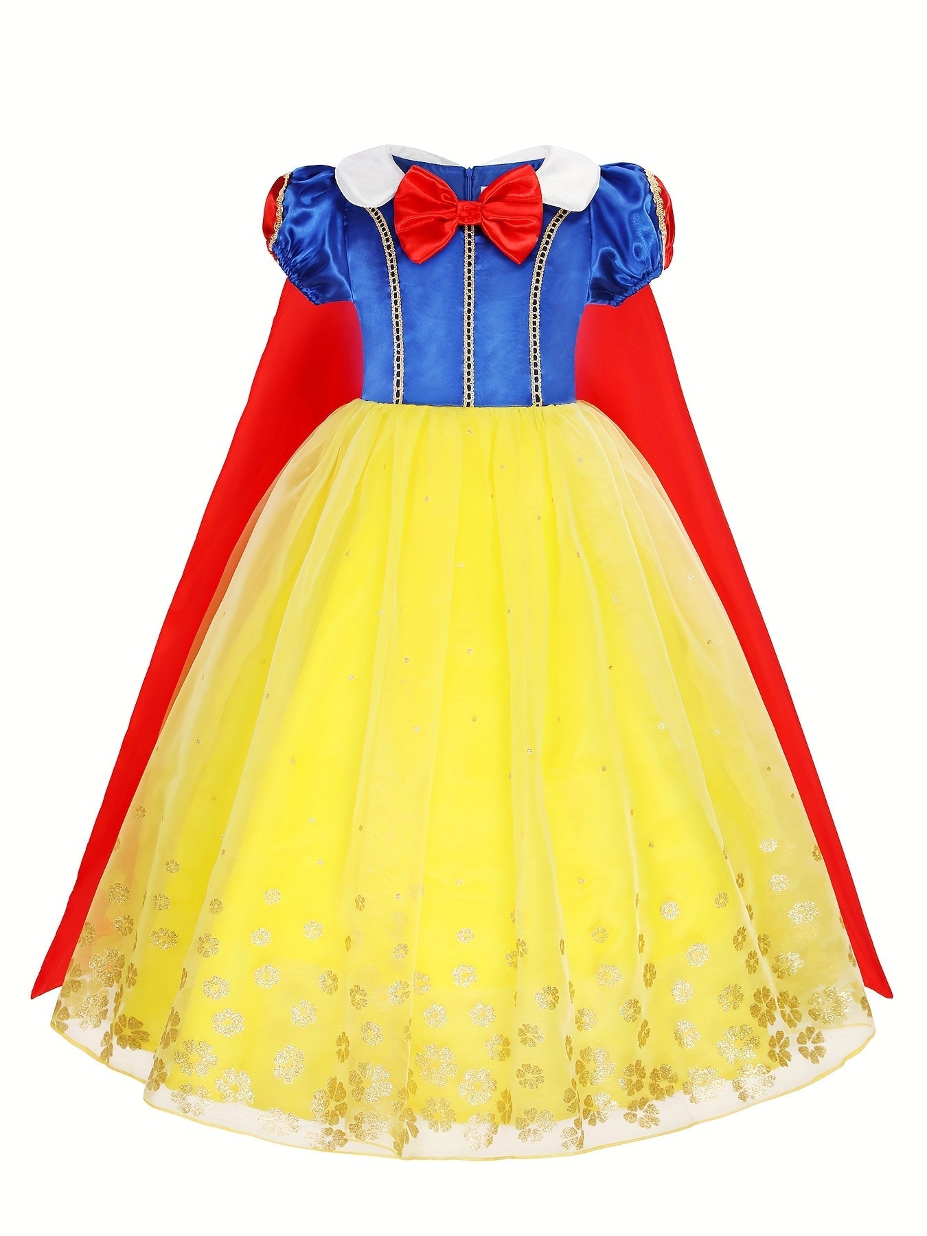Meisjes Halloween Prinses Sneeuw Kostuum Jurk | Pofmouwen Maxi