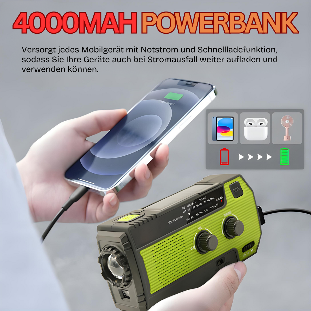 Draagbare noodradio op zonne-energie - PowerWave