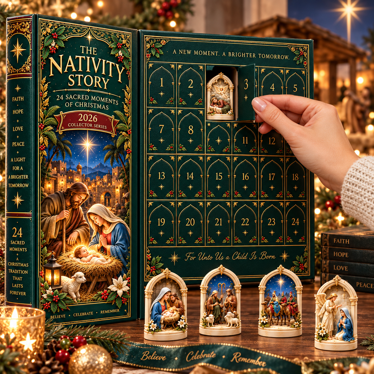 Kerststal Adventskalender 2026 – 24 Kerststal Miniaturen met Christelijke Kerstfiguren