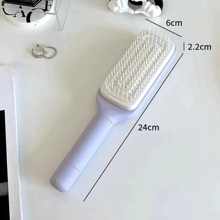 LuxéTress 4-in-1 Zelfreinigende Haarborstel | Innovatieve haarborstel met zelfreinigende technologie voor moeiteloos glad en glanzend haar