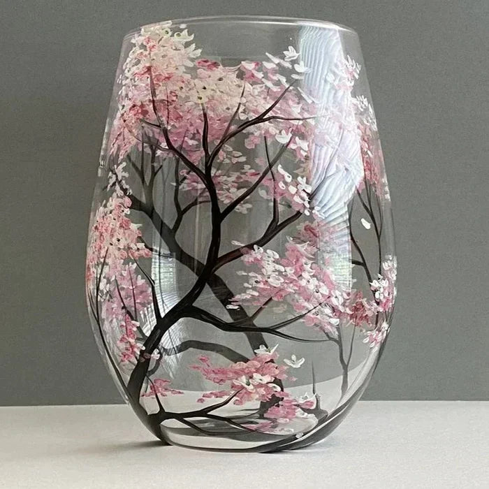 Four Seasons Tree Wijn Glazen - Handgeschilderde Kunst