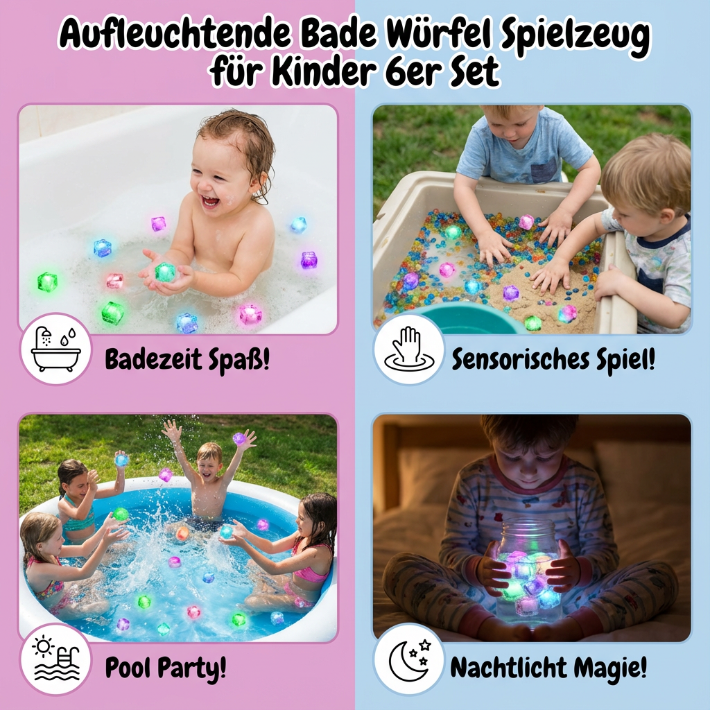 Oplichtende Badblokjes Speelgoed voor Kinderen 6-delig Set