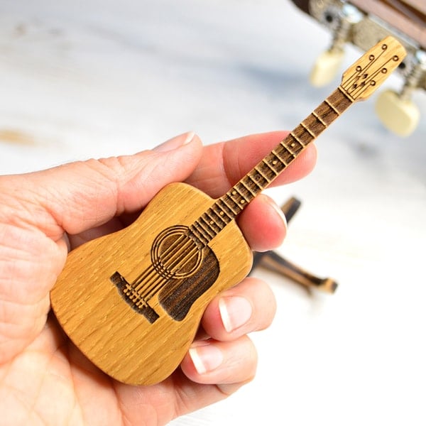 Houten Gitaar-Pick-Doos met Standaard