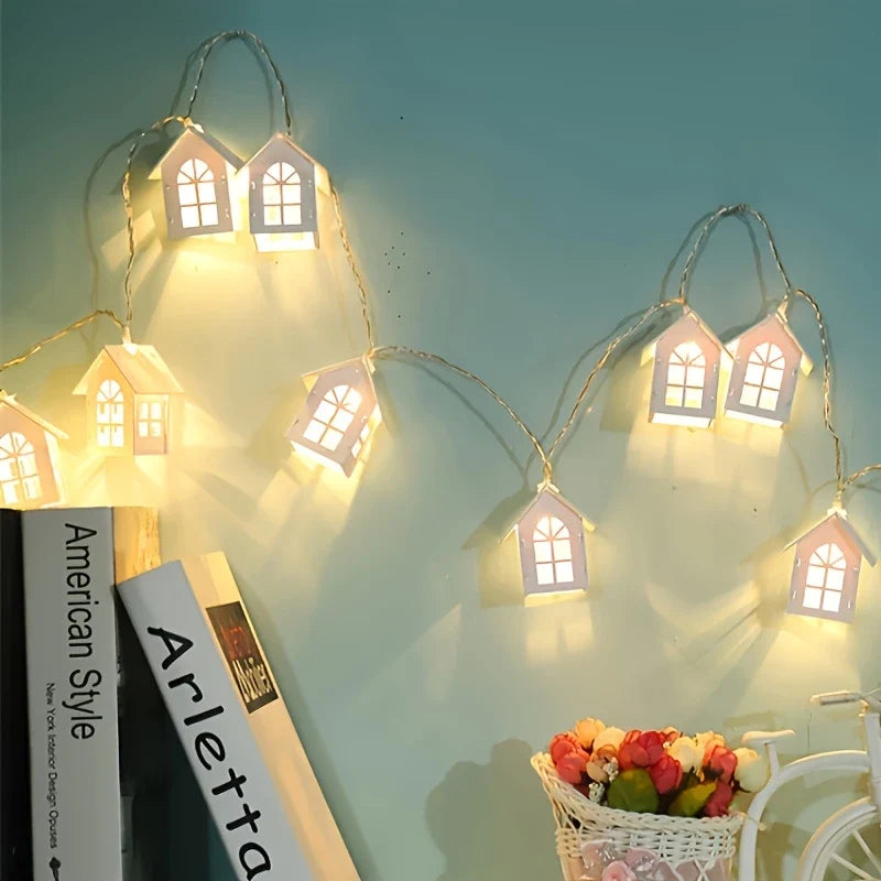 LED Kerstverlichting met Minihuisjes – Decoratieve Lichtslinger voor Binnen