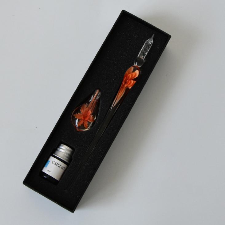 Glas Kalligrafie Stiftset met Inkt en Stift Houder
