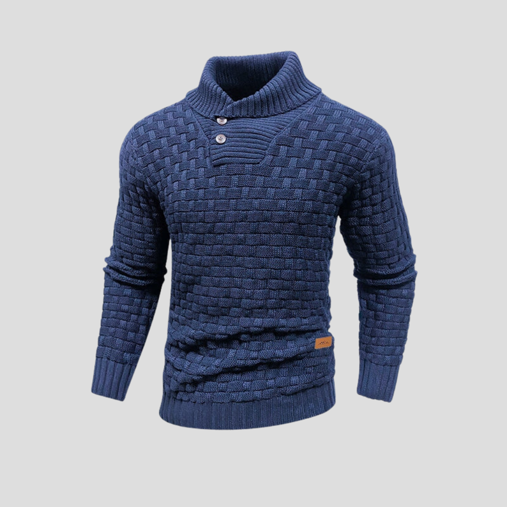 KnitForm Herenpullover – Gebreide pullover met halve kraag en knoopsluiting in klassieke pasvorm