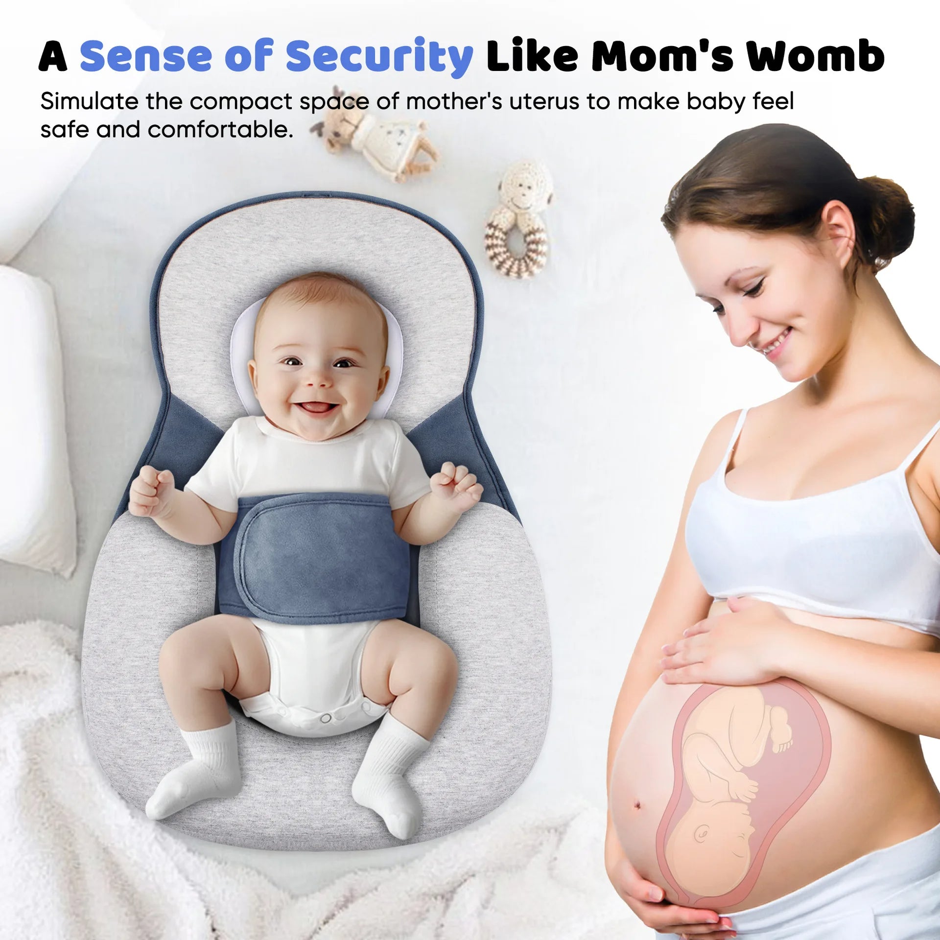 Anti-Reflux Verhoogde Baby-Lounger voor Pasgeborenen en Baby's