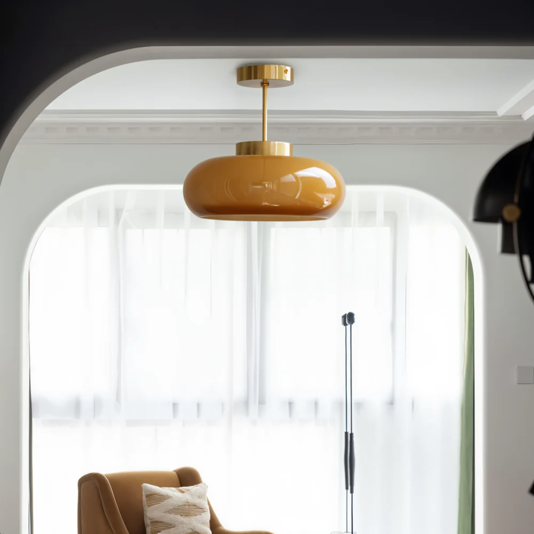 Vintage Glas Plafondlamp 1-Licht