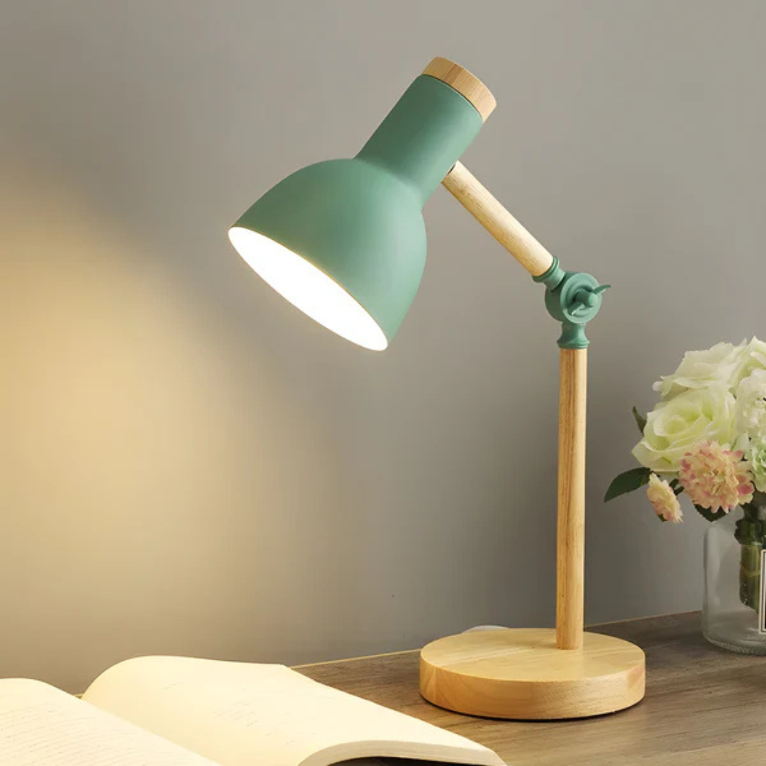 Moderne verstelbare LED-tafellamp van hout en metaal 1-licht