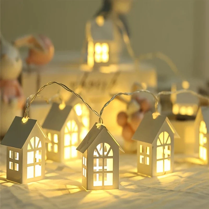 LED Kerstverlichting met Minihuisjes – Decoratieve Lichtslinger voor Binnen