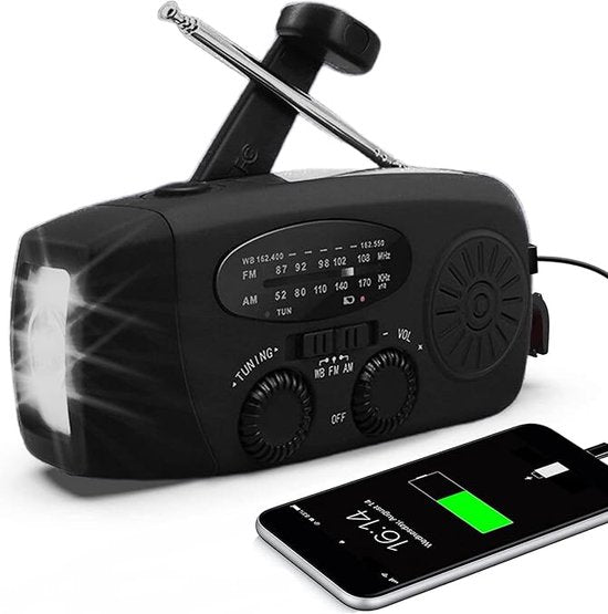 NoodRadio PowerSafe Mini – Compact noodradio met zaklamp en powerbank