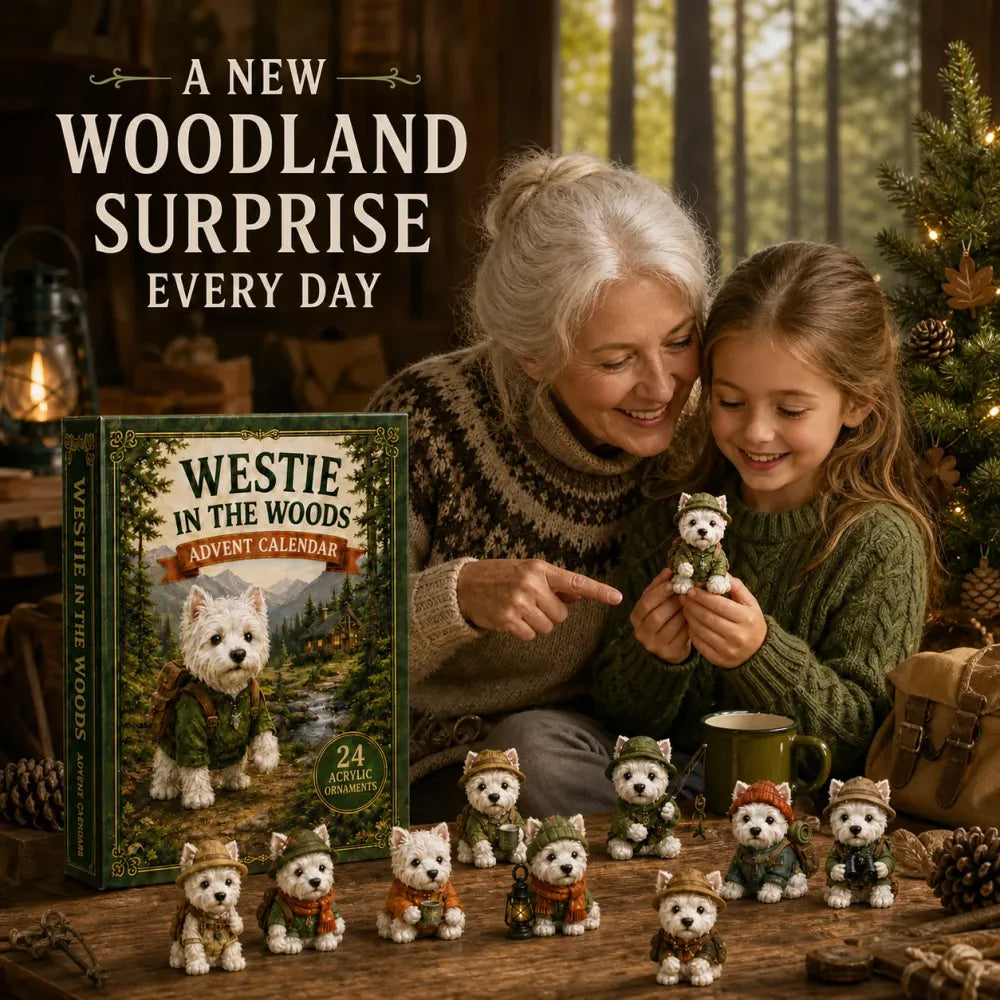 🐶2D Westie In The Woods Adventskalender 2026 - 24-Daagse Feestelijke Aftelling - Cadeau Voor Hondenliefhebbers