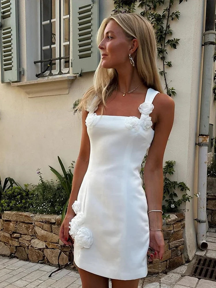 BlossomCharm Zomer Mini-jurk | Elegante Bloemapplicatie voor een Casual Look