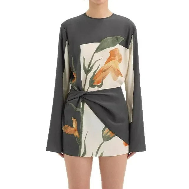 FloraTwist Mini-Cocktailjurk | Elegante bloemenprint voor stijlvolle gelegenheden