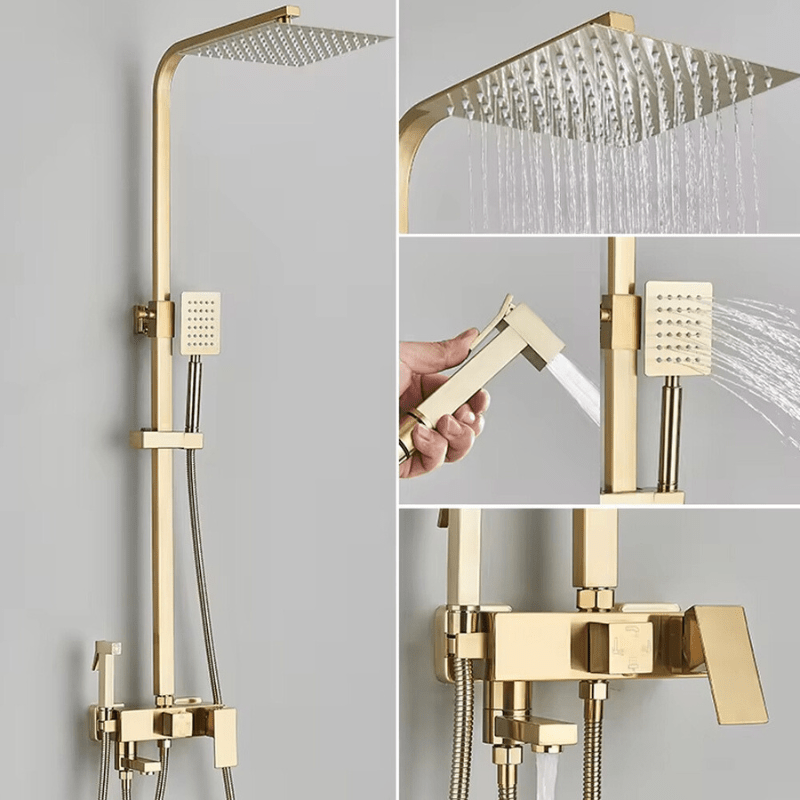 RainFlow Luxe Regendouche Set – verstelbare messing douchearmatuur met 4 functies