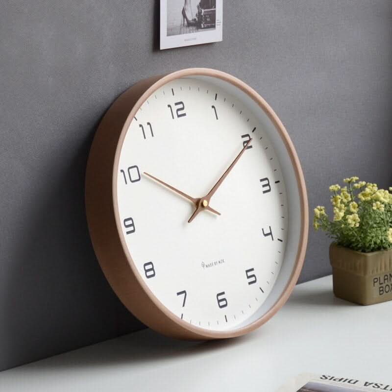 Claryo Scandinavische Houten Wandklok Minimalistisch Ontwerp