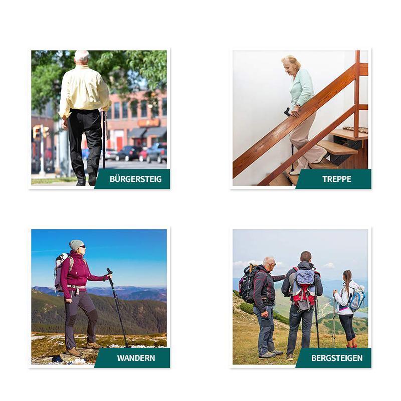 Opvouwbare en uitschuifbare wandelstok