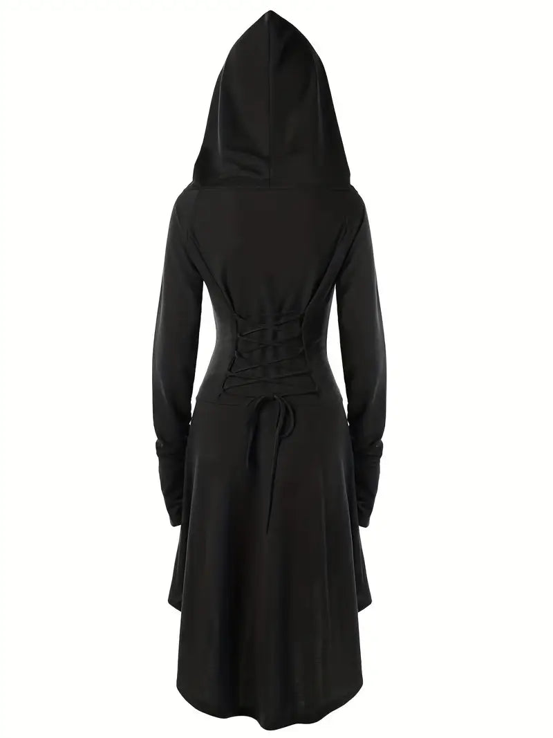 Vrouwen Vintage Korset Lange Mouw Halloween Kostuum Jurk | Midi