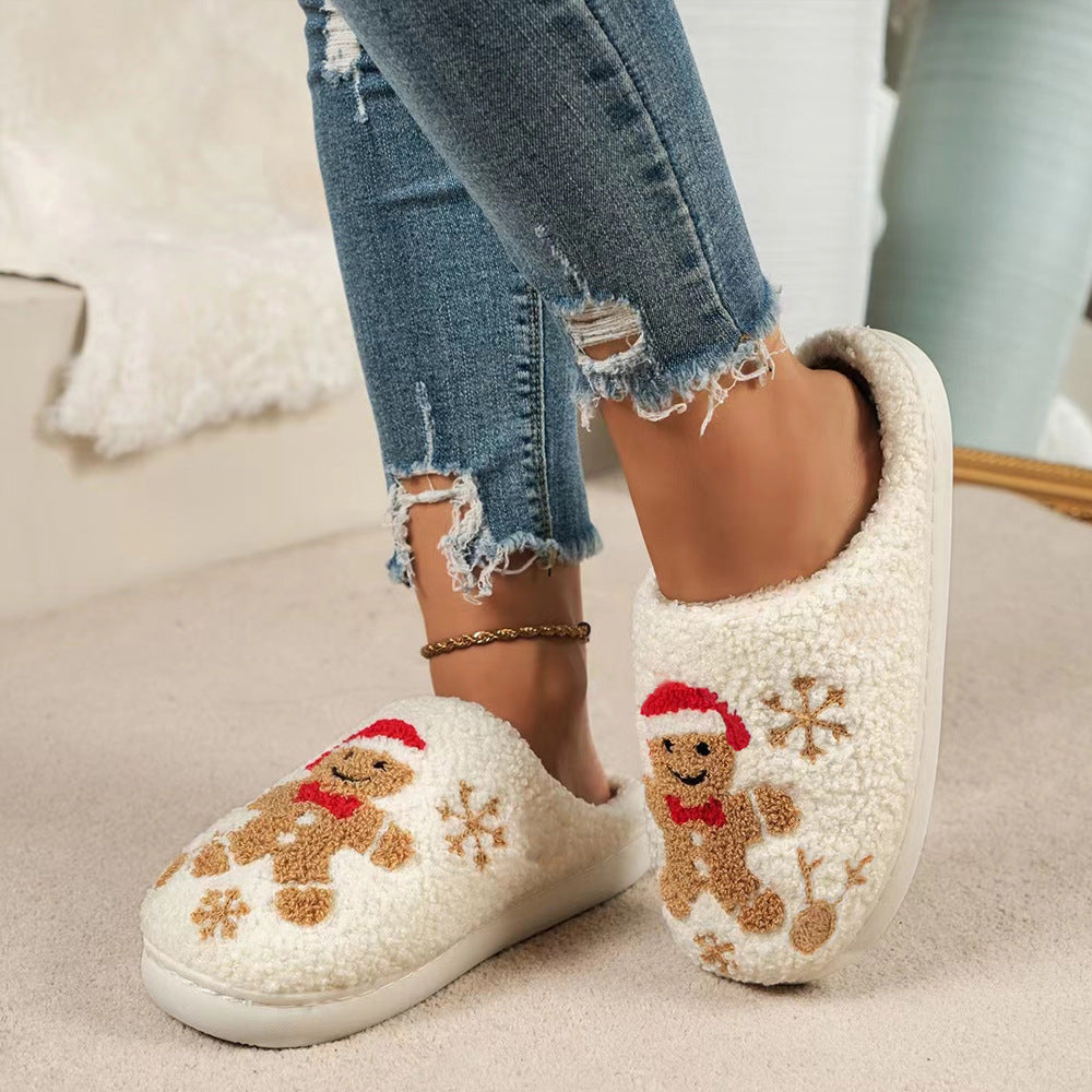 Warme Kerst Huisschoenen met Sneeuwvlokken- en Peperkoekontwerp