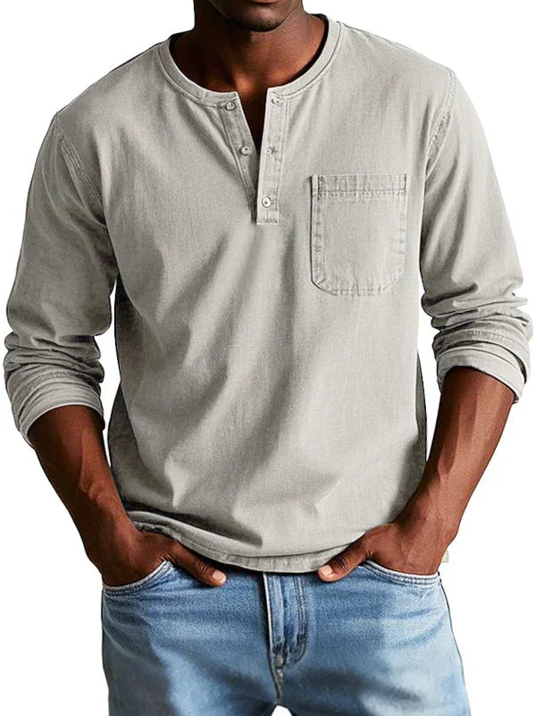 Philipp | Heren Casual Langarm-Henleyshirt