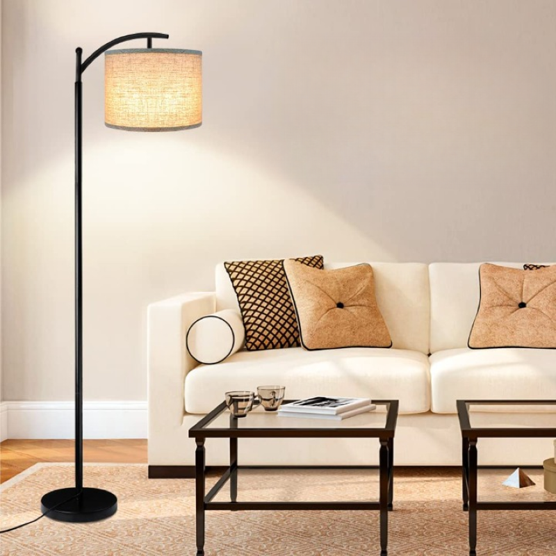 Industriële LED Vloerlamp met 3 Lichtkleuren – Hoge Leeslamp met Witte Lampenkap