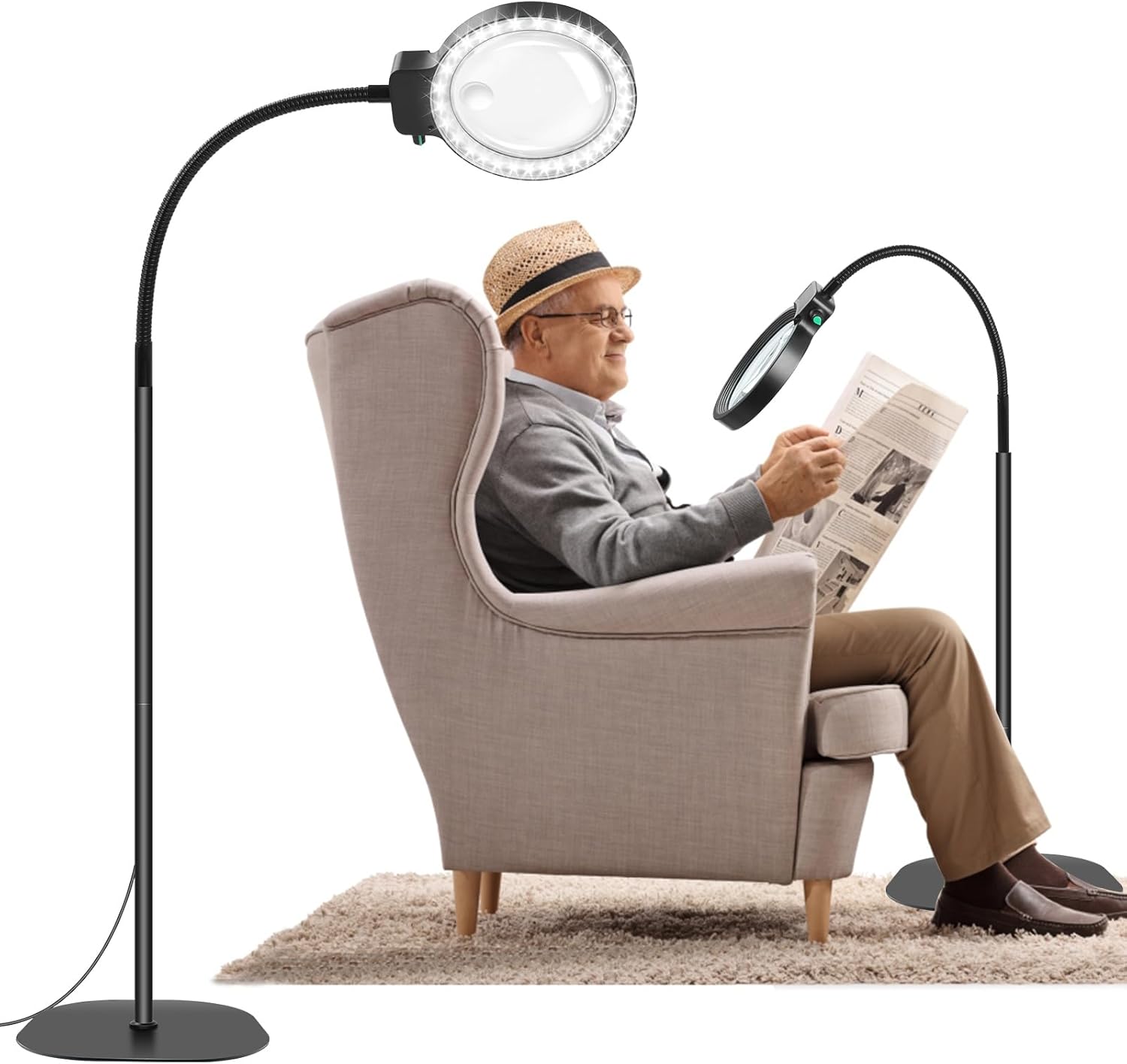 Volledige vergrootglas met LED-licht – Handsfree leeshelper voor boeken, handwerk en hobby's