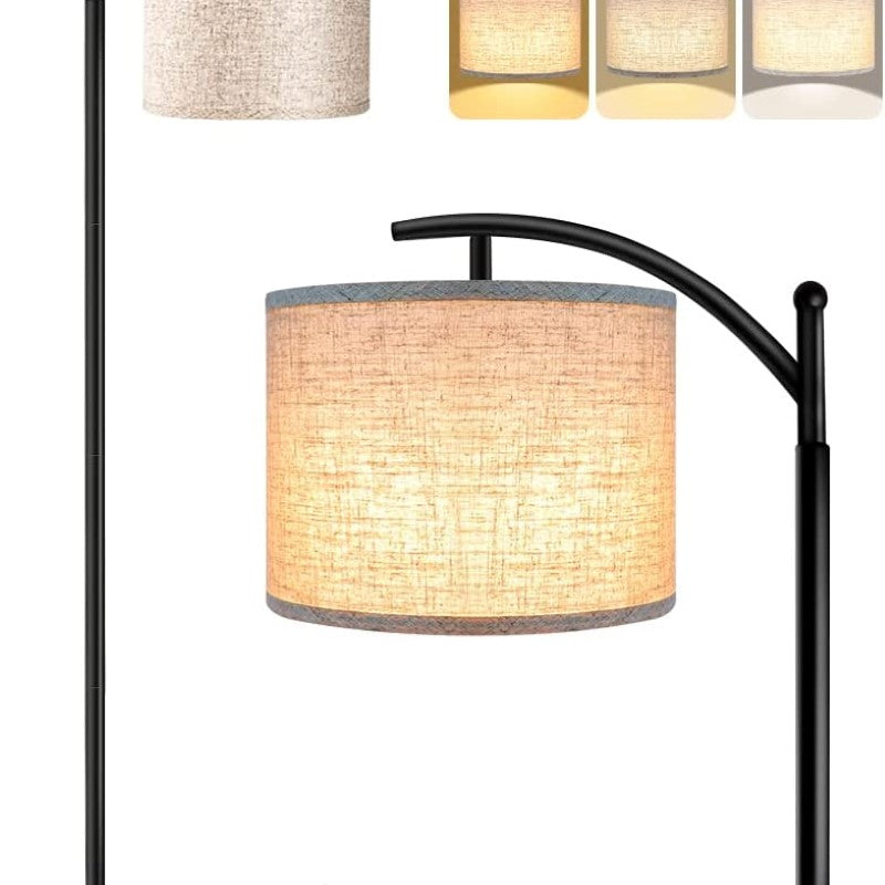 Industriële LED Vloerlamp met 3 Lichtkleuren – Hoge Leeslamp met Witte Lampenkap