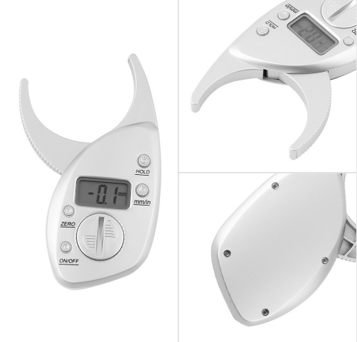 Digitale lichaamsvetmeter, huidplooimeter, LCD-display, analyzer, meetlint, slankheidsweegschaal, gewichtsverlies, antisliphandgreep
