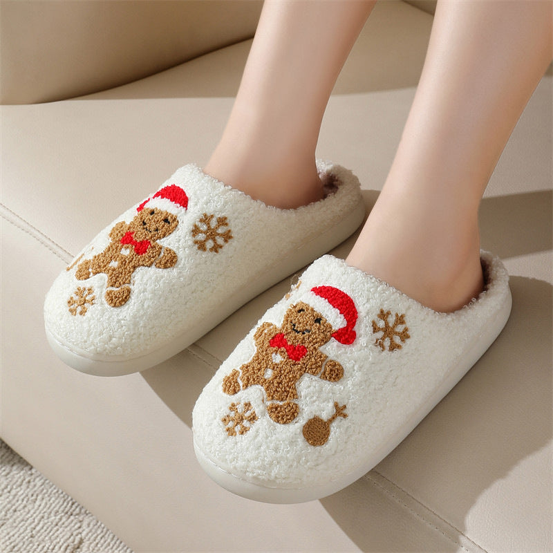 Warme Kerst Huisschoenen met Sneeuwvlokken- en Peperkoekontwerp